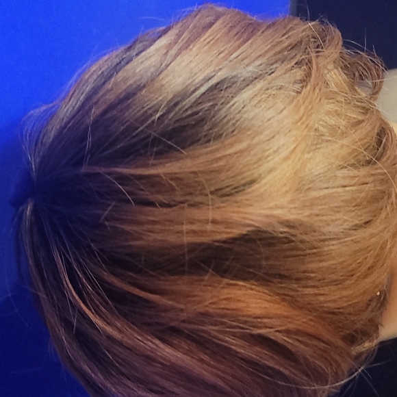 Cute synthetic bob copper with dark roots & bangs - Picture 5 of 6